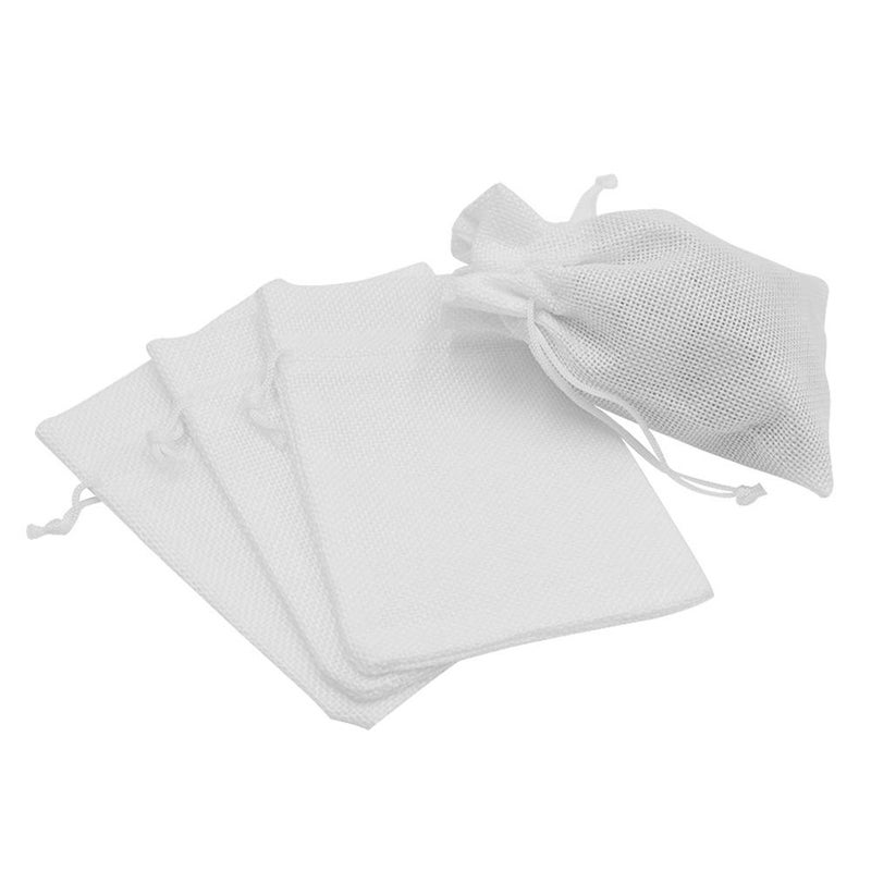 Bezall 50Pcs Burlap Bags with Drawstring, 3.9 x 5.5 inch White Linen Gift Bags Jewelry Pouches Sacks for Christmas, Wedding Favors, Party, DIY Craft - Image 3